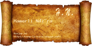 Hamerli Nóra névjegykártya